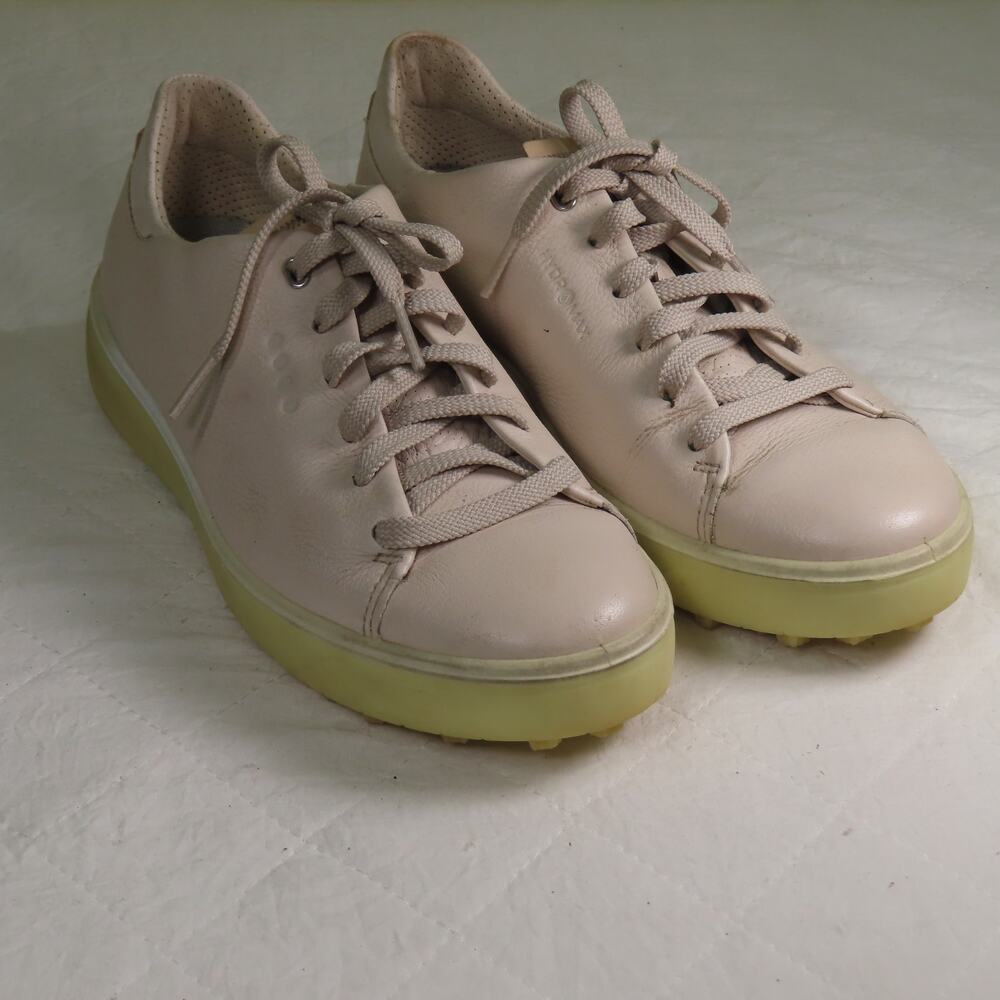 ECCO Women's Light Beige Tray Laced Spikeless Golf Shoes Sz 38